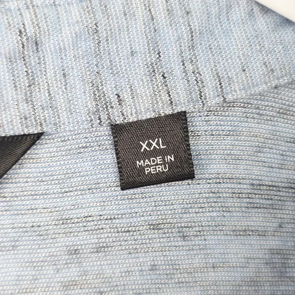 Travis Mathew Polo Shirt Men XXL Blue/Black Heather Performance The Retreat Golf - Picture 6 of 13